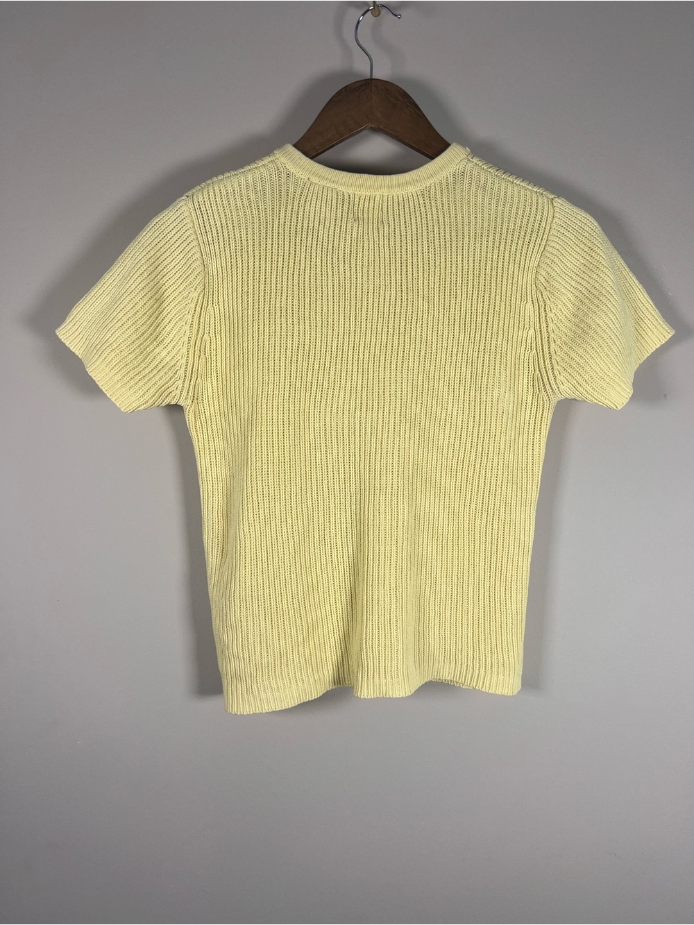 VTG GAP Butter Yellow Chunky Ribbed Short Sleeve Sweater Womens M 90s Preppy - Picture 2 of 6